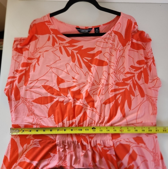 Lands End Women's Size 2X Maxi Dress New Pink Tropical Stretchy Jersey Soft Knit - Picture 8 of 8